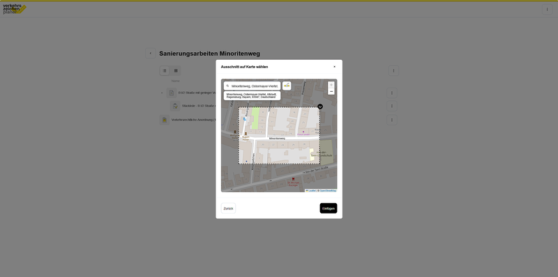 Einbindung des Kartendienstes im Verkehrszeichen-Planer